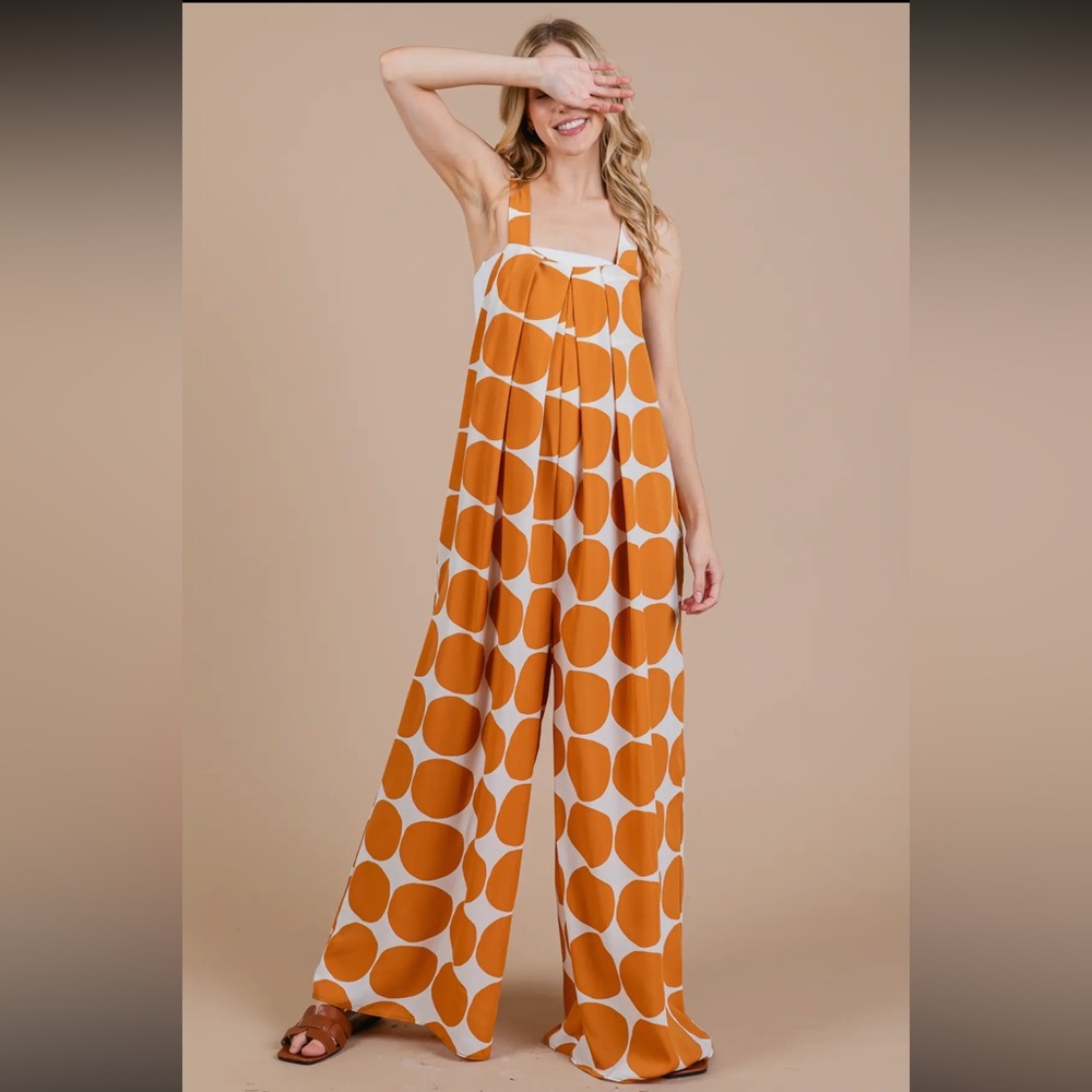 Wide Leg Polkadot Overalls
